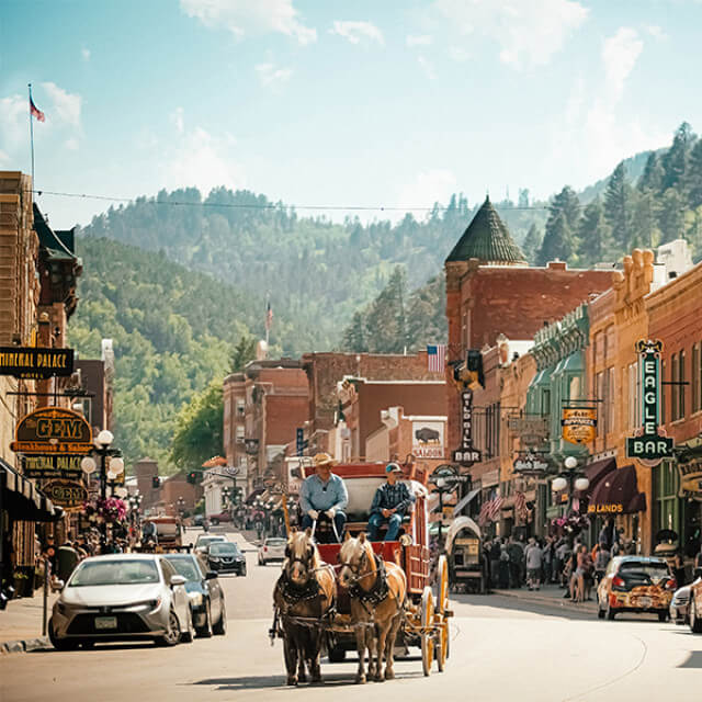 Downtown of Deadwood in South Dakota