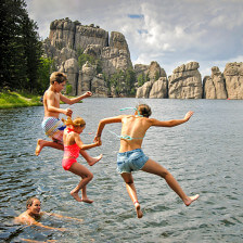 Family enjoying the day at Sylvan Lake in South Dakota