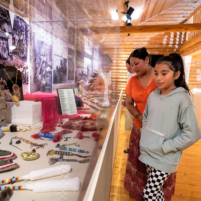 Visitors at exhibit at the Sicangu Heritage Center in South Dakota
