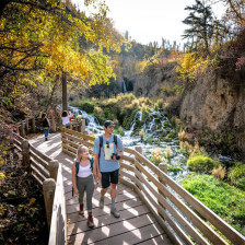 Hikers at Roughlock Falls Nature Area in South Dakota
